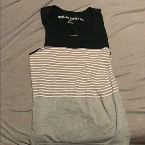 Medicine sized grey black & white striped tank top